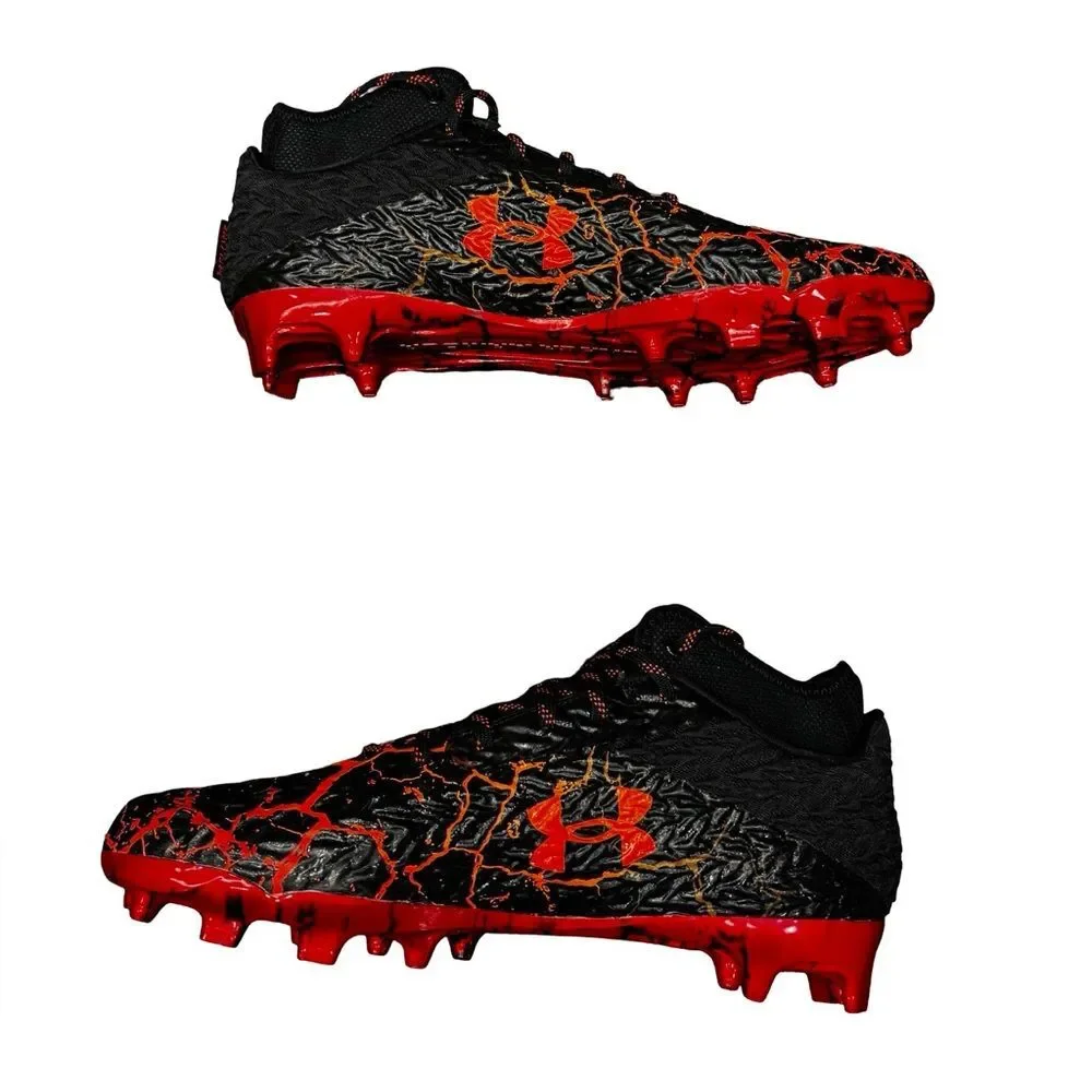 Under Armour Spotlight Clone 4.0 Football Cleats Black Orange Men's 12 BNIB